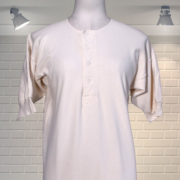 UITSTEKENDE originele vintage jaren 1940 opa shirt crème thermisch ondershirt vest-halcyon interlock-