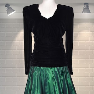 Divine Vintage 1980s Velvet & Acetate Evening Hostess Party Dress - AURELIE - UK Size 6