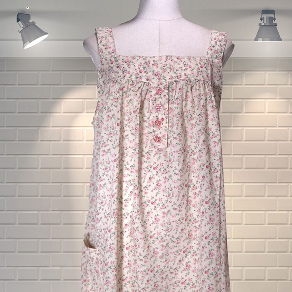 Pretty Vintage 1970s Victorian Edwardian Style Ditsy Floral Pinafore Floaty Summer Sundress - UK 12