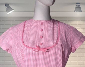 Originele vintage jaren 1950 pastel katoenen blouse - UK 12