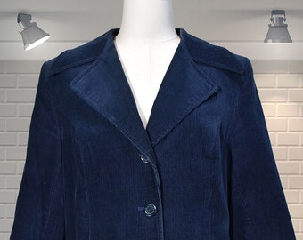 Vintage 1970s Cotton Corduroy Spread Collar Jacket - UK 12 -
