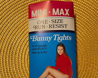 Deadstock Mini Max BUNNY TIGHTS - Nylon - Tailles 8,5 à 11 - Hanches jusqu'à 42" (L)