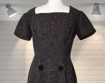 BEAUTIFUL Original Vintage 1950er Jahre Tweed Etuikleid - UK 8