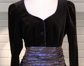 Opulent Laura Ashley Vintage 1980s Velvet Party Cocktail Dress