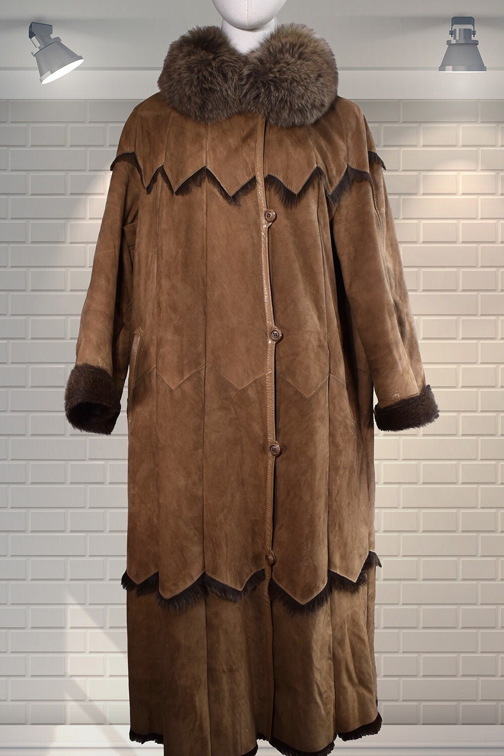 Matte satin chevron cheap faux fur trim coat
