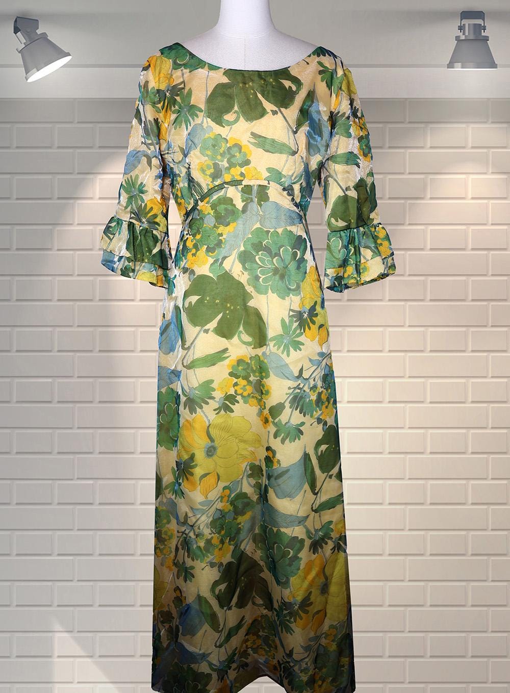 AMAZING Vintage Chiffon Overlay Hostess Party Maxi Dress - Donerica - Mayfair - UK 14