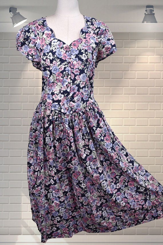 Adorable Vintage Fine Cotton Laura Ashley Floral Summer Tea Dress UK 10 Wedding Party Occasion Etsy New Zealand