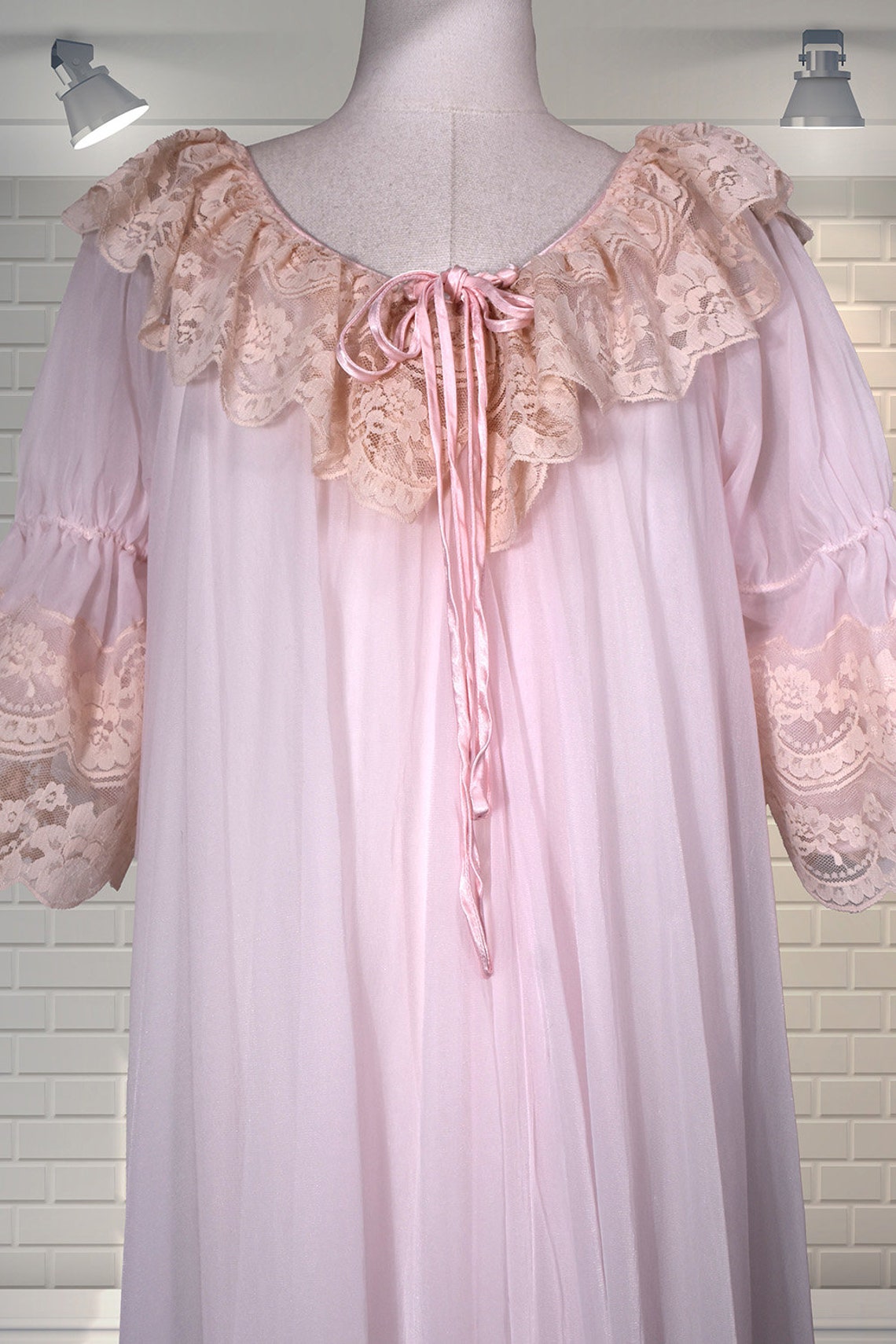 ALLURING Vintage Pale Pink Double Nylon and Deep Lace Full - Etsy