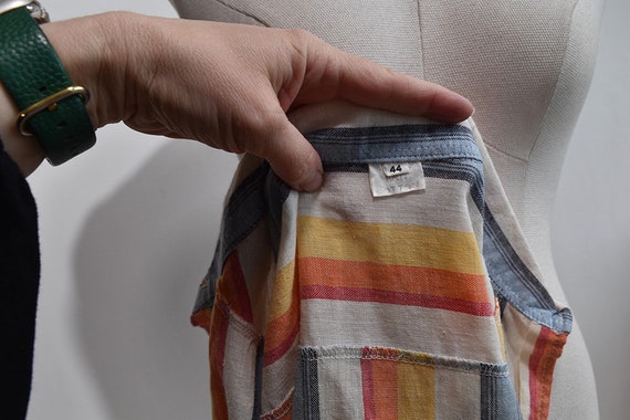 Fab Vintage 1970s Striped Cheesecloth Cotton Blou… - image 3
