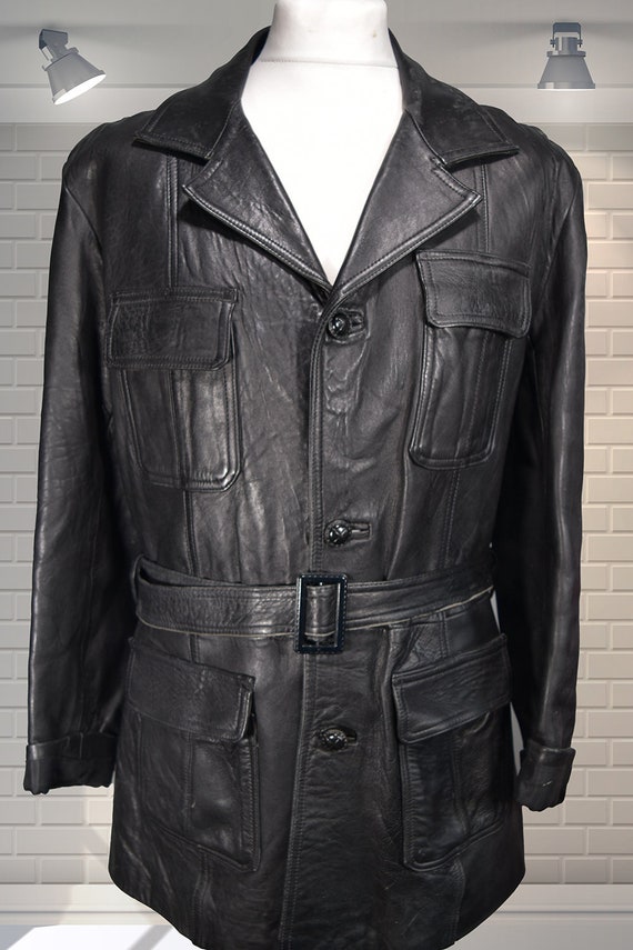 Gents Vintage 1970s Leather SAFARI JACKET - Dandy
