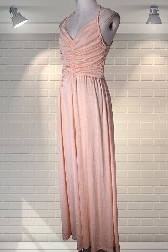 Vintage Pretty Sparkly Peach Longline Hostess Dis… - image 2