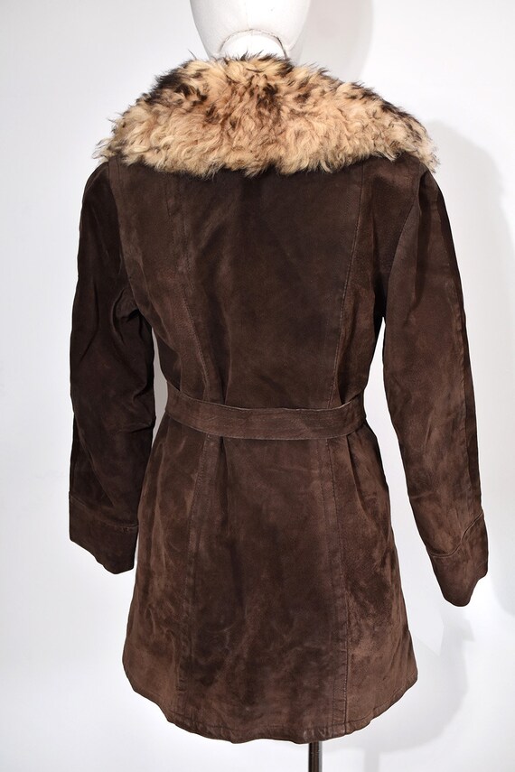 Fabulous Vintage Belted Big Suede and Faux Fur Co… - image 3