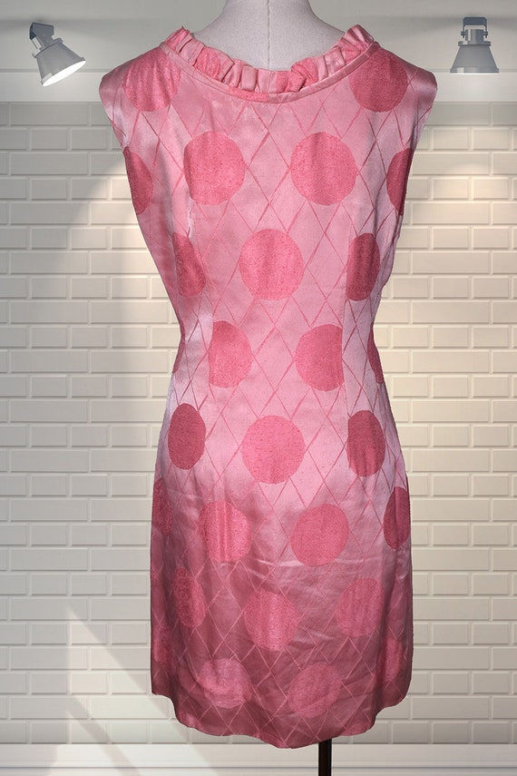 Vintage 1960s Raw Silk Op Art Pattern Shift Dress… - image 3