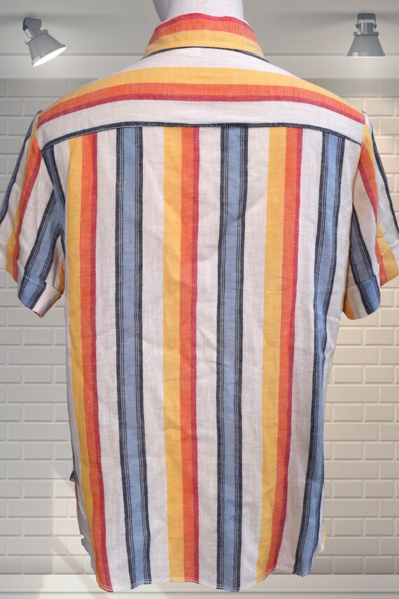 Fab Vintage 1970s Striped Cheesecloth Cotton Blou… - image 4