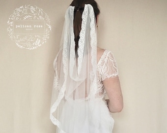 Boho veil, eco wedding veil, boho lace veil, lace edged veil, draped veil, soft bridal veil, sustainable veil, eco bride, boho bride, veil