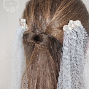 Beaded wedding veil, sustainable veil, pearl veil, draped wedding veil, boho draped veil, vintage style wedding veil, draping veil, veil