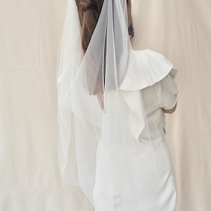 Plain and soft draped wedding Veil, Ivory or White Tulle, Bohemian Style