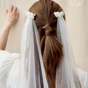 TT Blossom Drape Veil Harris lace, Flower drape veil, drape wedding veil, floral drape veil, short drape veil, draping veil, boho veil,