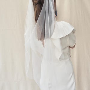 Draped Wedding veil. Ivory wedding veil. White wedding veil. Soft draping veil. Short Wedding veil. Off white drape veil, draping veil