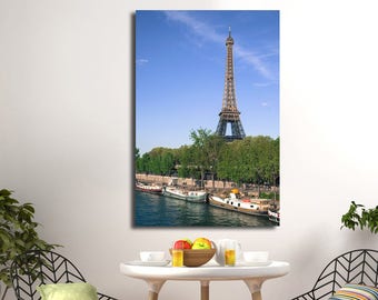 Eiffel with Boats | Paris, France ~ Eiffel Tower, French Landmarks, Paris, France, spring, La Seine, France, European Landscapes, Cityscape