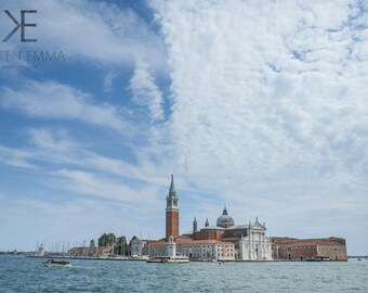 San Giorgio Maggiore | Venice, Italy ~ Gondola, church, blue sky, venetian, Italian, architecture, Cathedral, clouds, horizon, landscape,