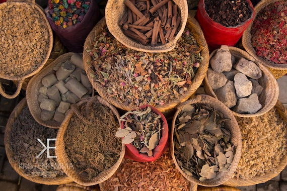 Marrakech Spice Market Photo Print: Morocco Souk Herbs