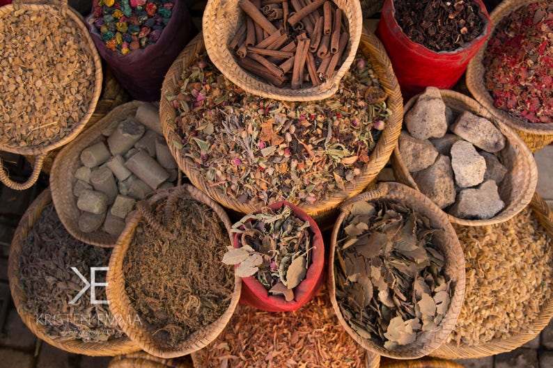 Marrakech Spice Market Photo Print: Morocco Souk Herbs image 1