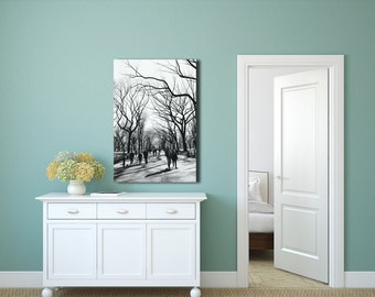 Photographie noir et blanc de Central Park : impression d'art de la ville de New York