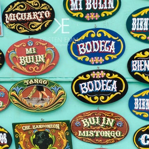 Bodega Signs | Buenos Aires, Argentina ~ Colorful, Boca district, Spanish, Souvenirs, Teal, Latin art, Trinkets, Street Photography, painted