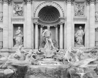 Trevi in Black and White | Rome, Italy ~ European and Italian Architecture ~ Photography on Canvas ~ Historical photography