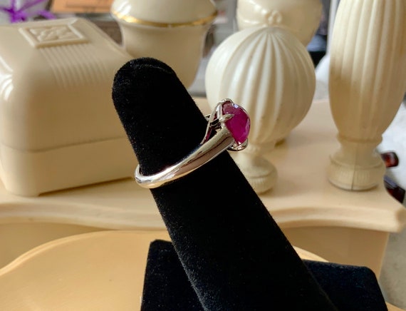 PLATINUM RUBY SOLITAIRE Ring, Size 3.5 - image 2