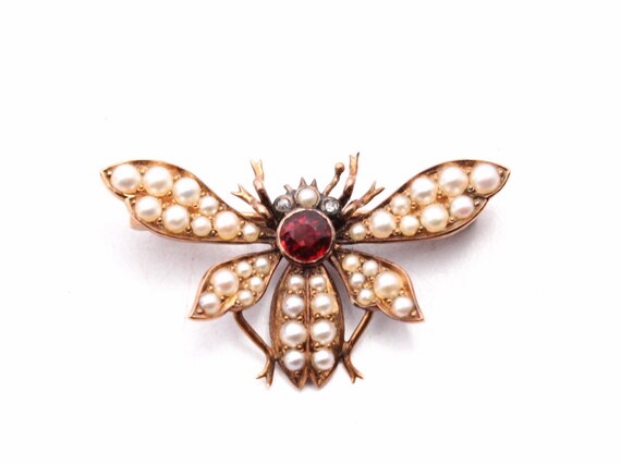 Vintage SEED PEARL INSECT Brooch