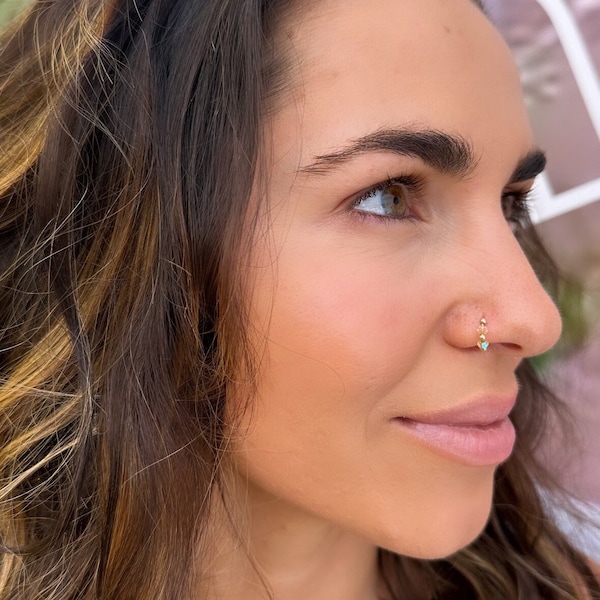 Nose Ring. Indian nose ring. Septum. Handmade. Gift. Jewelry. Nose hoop. Bohemian. Boho. Statement Ring. Body Jewelry . Swarovski crystal