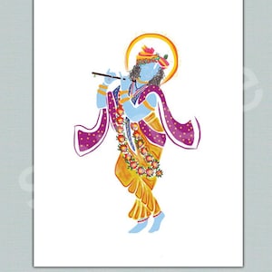 Krishna Wall Art, Krishna with Flute, Krishna, Lord Krishna Printable Art, Krishna, Janmashtami print hindu god instant digital download