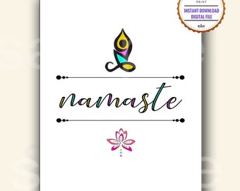 Namaste Print , Namaste sign, Yoga Print, Namaste Wall Art, Meditation Print, Zen print, PRINTABLE Wall Art, Instant digital download