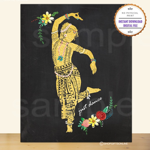 Indian dance, Dance art print, Indian Bharatanatyam, traditional Indian classical dancer, just dance, Arangetram  digital printable art