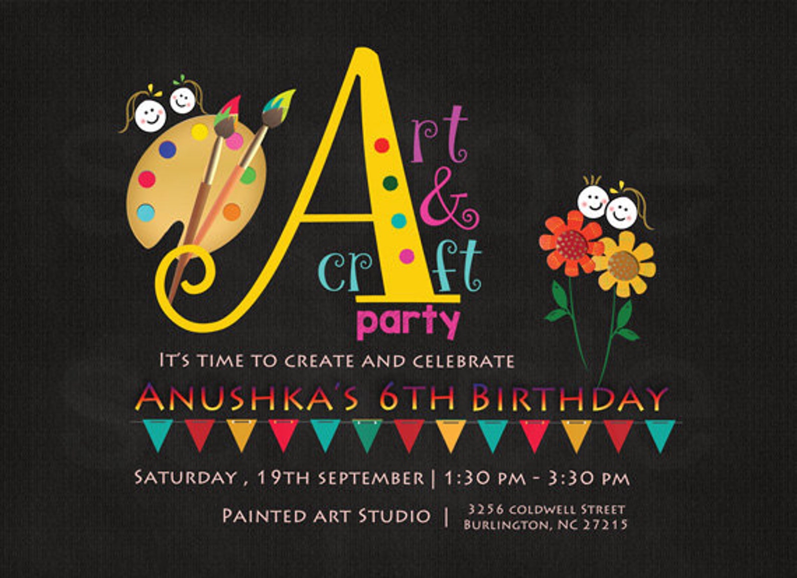 Art Craft Birthday Party Invitation Printable Arts and Crafts Etsy