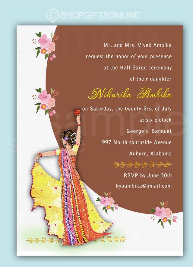 Half Saree Invitation Mehndi Invitation Haldi Henna Invite Etsy India