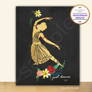 Indian dance, Indian Dance art print, Indian Bharatanatyam,  Indian classical dancer, just dance, Arangetram, digital printable art