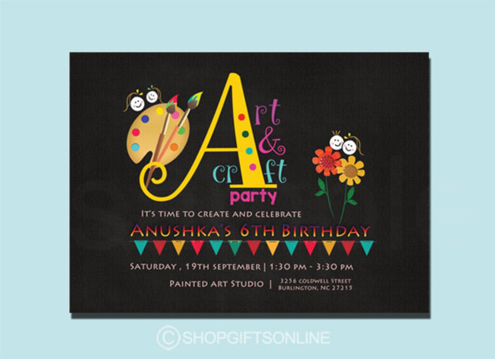 Art Craft Birthday Party Invitation Printable Arts and Crafts Etsy