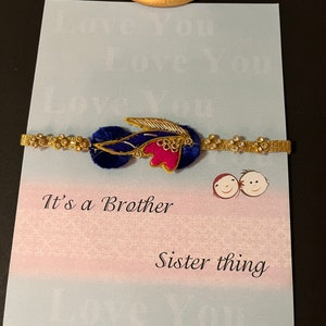 Cartão Rakhi, cartão Raksha Bandhan, saudação Rakhi com Rakhi, cartão postal/cartão postal 5x7 para irmão com contas Rakhi
