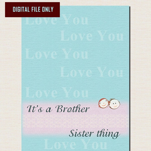 Rakhi Card, Digital instant download card 5x7 fold card - It's a brother sister thing