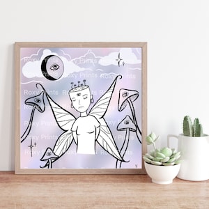 Süße Lila Fee Print, Gruselige Fee Print, Girly Fairy Print, Halloween Print, Pink Print, Lila Print