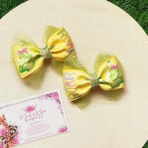 Dino Pigtail Hair Bows, Dinosaur Birthday Party Bows, Cute Dino Accessories, Toddler Hair Bow, Toddler Birthday