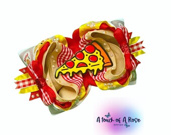 Pizza Party Hair Bow: Foodie Girl Accessory