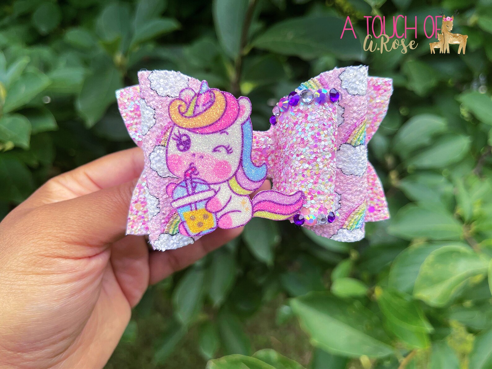 Cute Unicorn Hair Bow Rainbow Unicorn Hair Clip Glitter Hair Etsy