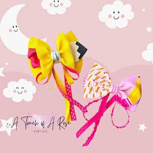 Back to School Hair Bow: Handmade Pencil & Composition Book Clip