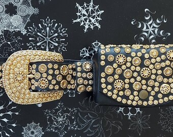 Gold Studded Fanny Pack Belt - Vintage Michael Morrison - Black