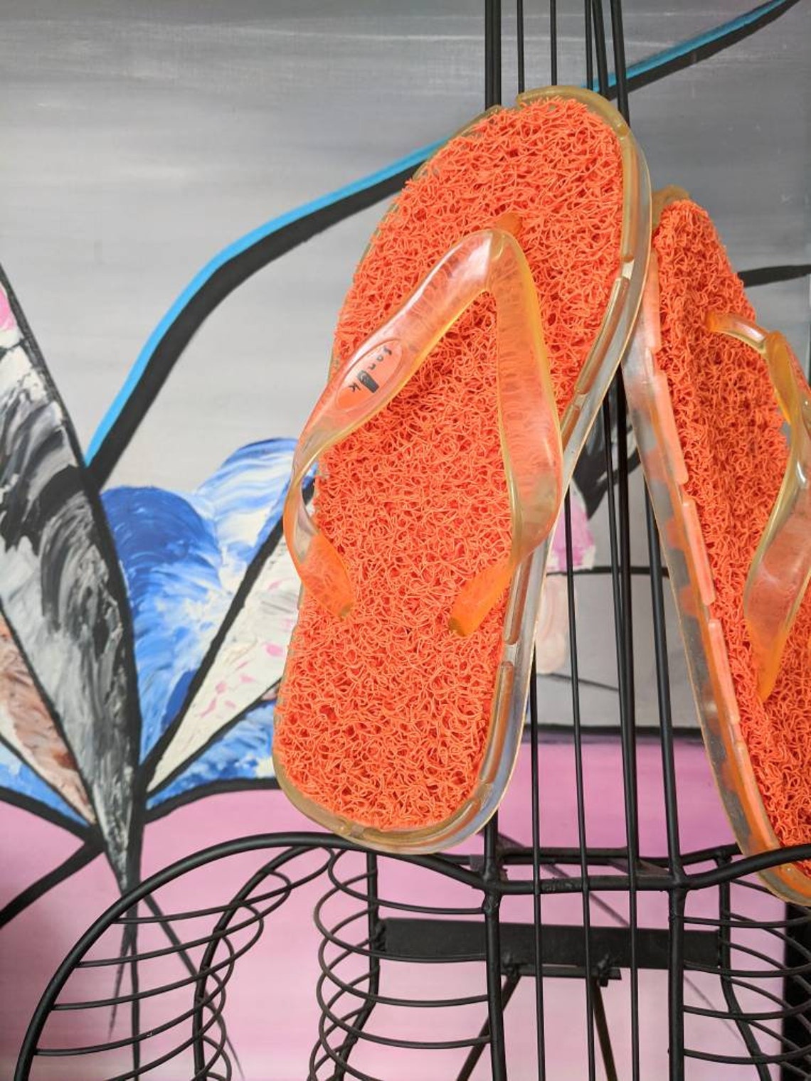 SANUK Flip Flops Size 8 Y2K 00s Orange Astro Turf | Etsy