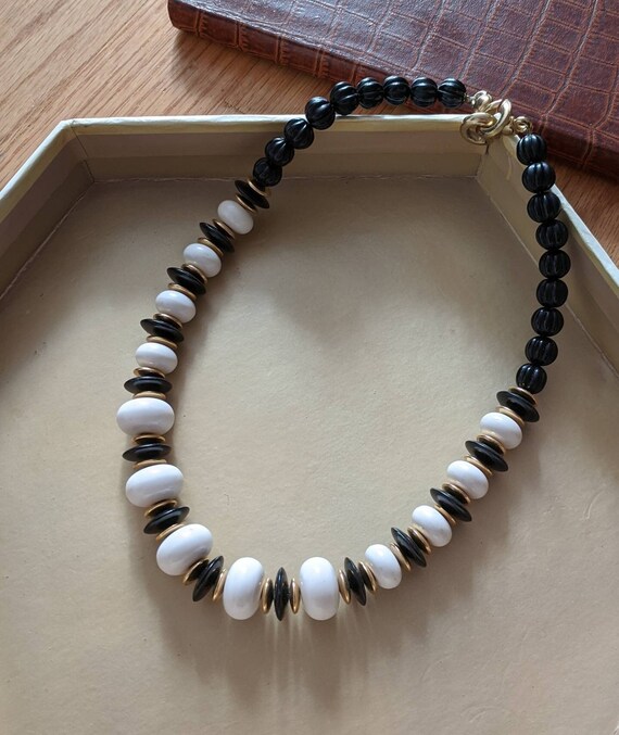 Black White Beads, Tailored Statement | 80's Clas… - image 2